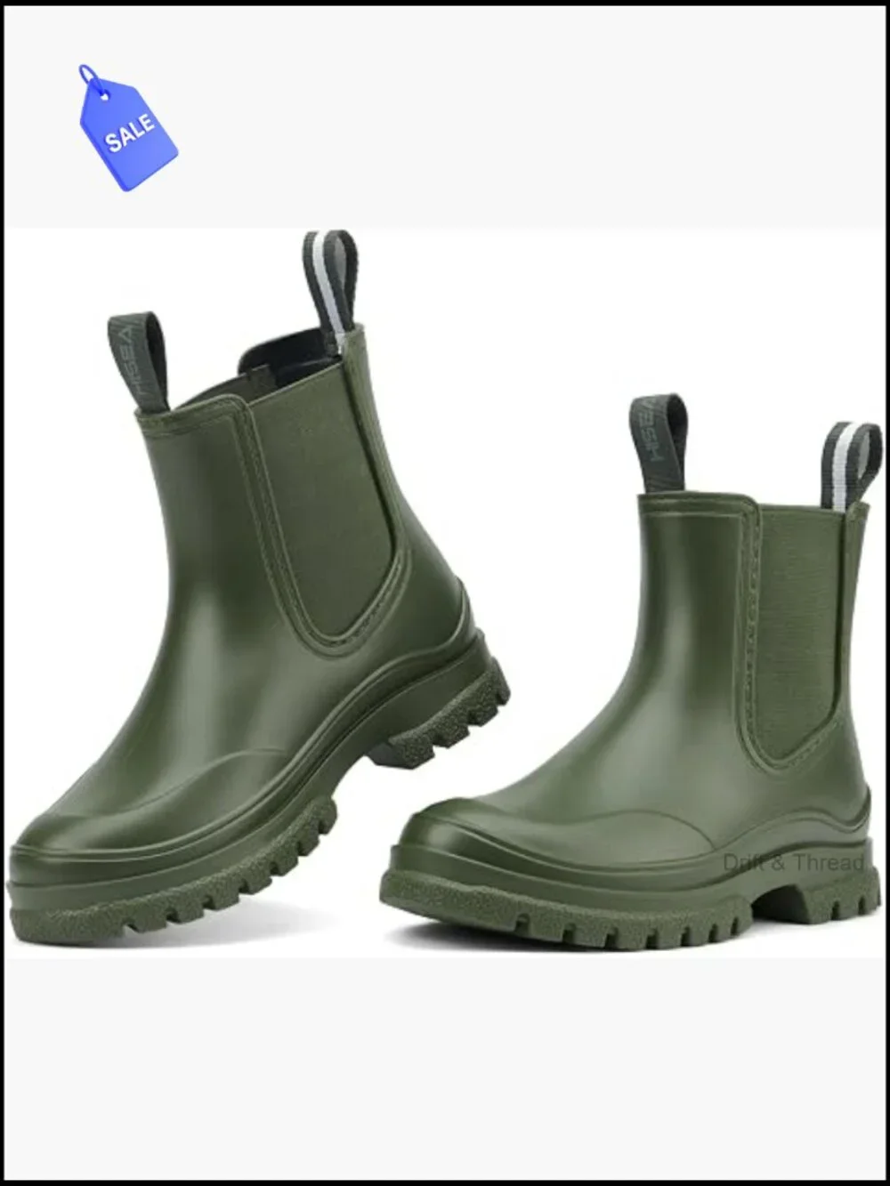 Women's Waterproof Chelsea Ankle Rain Boots Pull-On Comfortable Garden Shoes